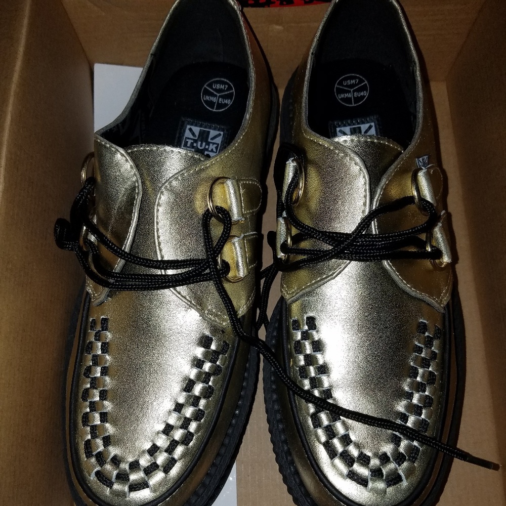 TUK Gold Platform Creepers Size 9